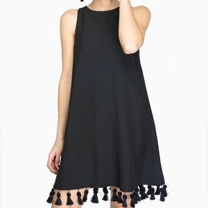 Mudpie black Pom sleeveless dress sz large